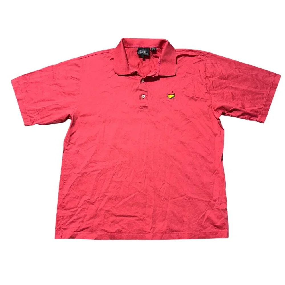 Masters Golf Polo Shirt Red Embroidered Logo Mens Size L Short Sleeve